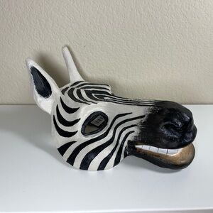 Zebra Wall Decor Mask with Black and White Stripes NWT
